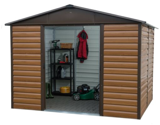 Yardmaster Woodgrain Shiplap Metal Windowless Shed - 10x8ft