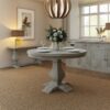 1.2M Round Limewashed Dining Table Solid Reclaimed Pine Furniture - Grey