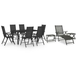 10 Piece Garden Dining Set Black and Anthracite Vidaxl Black