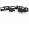 10 Piece Garden Lounge Set Black Solid Wood Pine Vidaxl Black