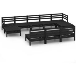 10 Piece Garden Lounge Set Black Solid Wood Pine vidaXL