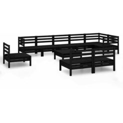 10 Piece Garden Lounge Set Solid Wood Pine Black Vidaxl Black