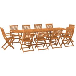 11 Piece Garden Dining Set 280x90x75 cm Solid Wood Acacia vidaXL