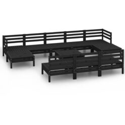 11 Piece Garden Lounge Set Black Solid Wood Pine Vidaxl Black