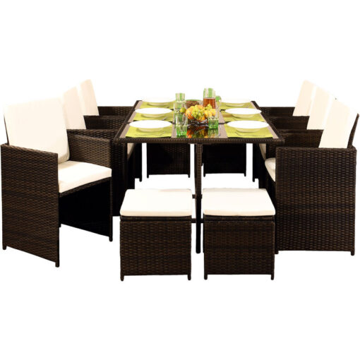 11 Piece Rattan Garden Furniture Set in Chocolate