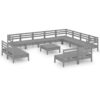 13 Piece Garden Lounge Set Solid Wood Pine Grey vidaXL