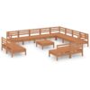 13 Piece Garden Lounge Set Solid Wood Pine Honey Brown Vidaxl Brown