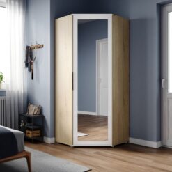 1860 x 800 x 800 mm Corner Wardrobes Large Storage Bedroom Closets Highly Functional Furniture with, Mirror Single Door - Elegant