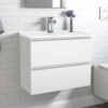 2 Drawer Wall Hung Bathroom Cabinet Storage Furniture Vanity Sink Unit 600mm Gloss White