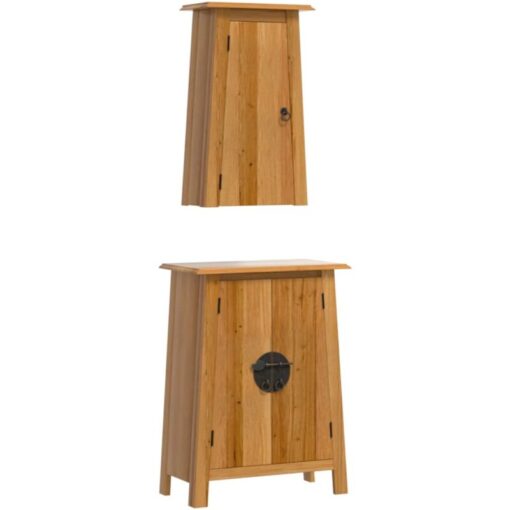 2 Piece Bathroom Furniture Set Solid Wood Pine vidaXL