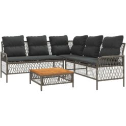 2 Piece Garden Sofa Set with Cushions Grey Poly Rattan Vidaxl Grey