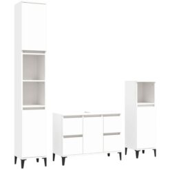 3 Piece Bathroom Furniture Set White Engineered Wood Vidaxl White