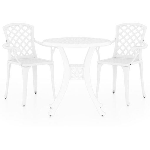 3 Piece Bistro Set Cast Aluminium White vidaXL