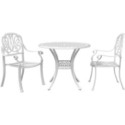 3 Piece Bistro Set White Cast Aluminium Vidaxl White