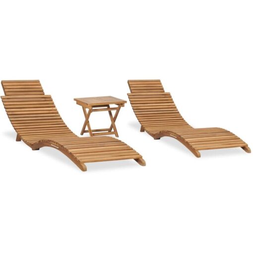 3 Piece Folding Garden Lounge Set Solid Teak Wood vidaXL