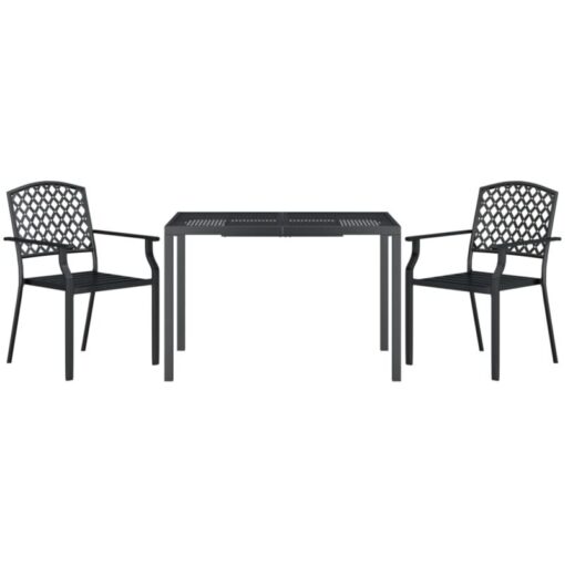 3 Piece Garden Dining Set Anthracite Steel Vidaxl Anthracite