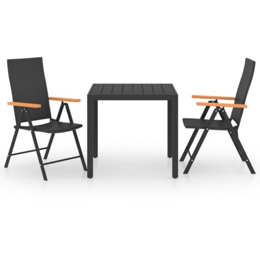 3 Piece Garden Dining Set Black and Brown Vidaxl Black