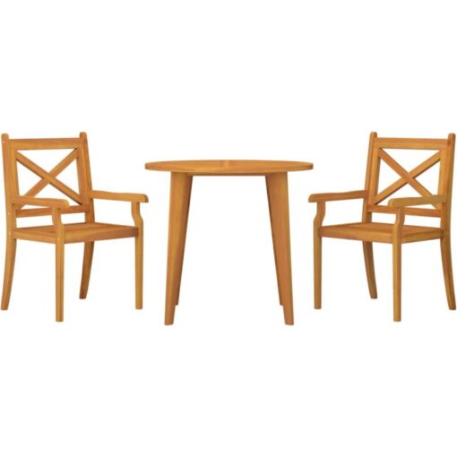 3 Piece Garden Dining Set Solid Wood Acacia vidaXL