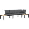 3 Piece Garden Sofa Set with Cushions Black Aluminium vidaXL