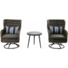 3 Piece Rattan Swivel Chair with Coffee Table Set