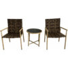 3 pcs Patio Leather Effect Rattan Wicker Bistro Set with Table - Natural