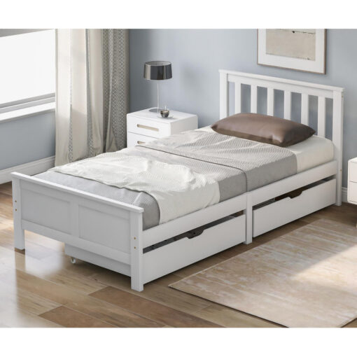 3Ft Single White Pine Storage Bed With Drawers Bed