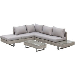 3pc Rattan Wicker Sofa Set Furniture Patio Tea Table Set with Cushions - Grey - Outsunny