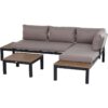 3pcs Garden Sectional Sofa Side Table Furniture Set w/ Cushion - Yellow/Grey - Outsunny