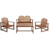 4 Piece Outdoor Lounge Set Solid Acacia Wood Vidaxl Brown