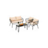 4 Piece Patio Conversation Set Outdoor Furniture Set w/ Loveseat Bench