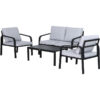 4pcs Garden Sectional Loveseat Chairs Table Furniture w/ Cushion Black - Black - Outsunny