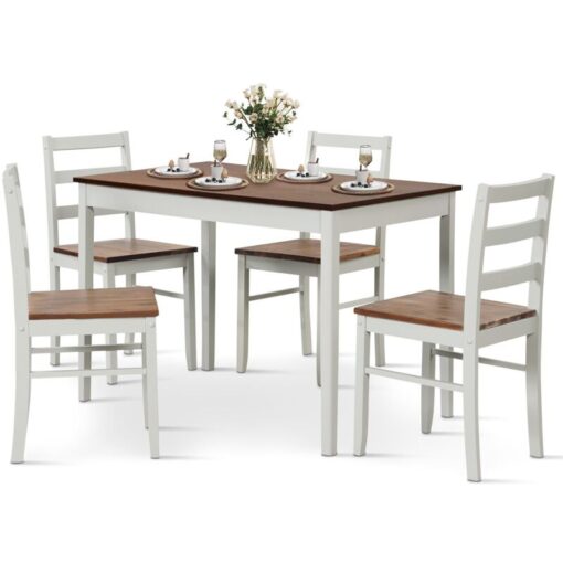 5-Piece Dining Table & Chair Set Solid Wooden Kitchen Furniture Space-Saving