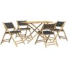 5 Piece Folding Bistro set with Dark Grey Cushions Bamboo Vidaxl Brown