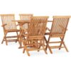 5 Piece Folding Outdoor Dining Set Solid Teak Wood vidaXL