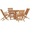 5 Piece Folding Outdoor Dining Set Solid Wood Teak Vidaxl Brown