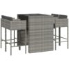 5 Piece Garden Bar Set with Cushions Grey Poly Rattan vidaXL