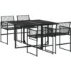 5 Piece Garden Dining Set Black Poly Rattan vidaXL