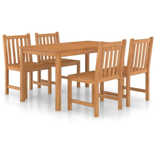 5 Piece Garden Dining Set Solid Teak Wood Vidaxl Brown