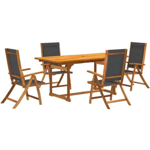 5 Piece Garden Dining Set Solid Wood Acacia and Textilene vidaXL