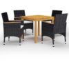 5 Piece Garden Dining Set with Cushions Black Vidaxl Black