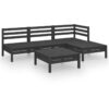 5 Piece Garden Lounge Set Solid Pinewood Black Vidaxl Black