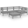 5 Piece Garden Lounge Set Solid Pinewood Grey Vidaxl Grey