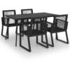 5 Piece Outdoor Dining Set PVC Rattan Black vidaXL