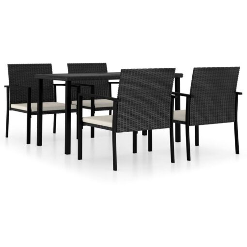 5 Piece Outdoor Dining Set Poly Rattan Black vidaXL - Black