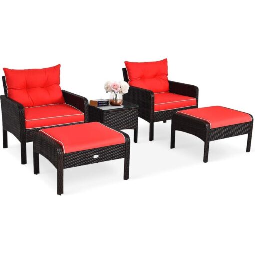 5 Piece patio Rattan furniture Sofa Set Outdoor Indoor Wicker set