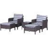 5 Pieces Outdoor Patio Furniture Set Wicker Conversation Set Deep Grey - Dark Grey - Outsunny