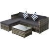 5 Pieces Rattan Sofa Set Wicker Sectional Cushion Patio Mixed Grey - Grey - Outsunny