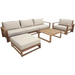 5-seater wooden garden sofa, Mendoza, Natural, 273x75x72.5 cm