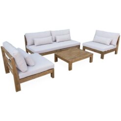 5-seater wooden garden sofa set, Bahia, Natural, 205x94x77 cm - Natural