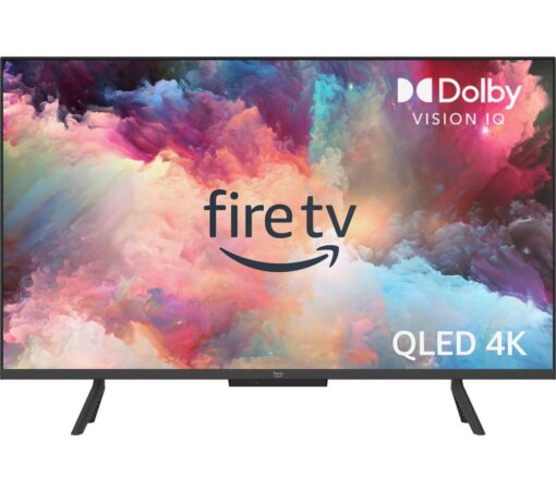 50" AMAZON Omni QLED Series Fire TV QL50F601U Smart 4K Ultra HD HDR TV with Amazon Alexa, Silver/Grey